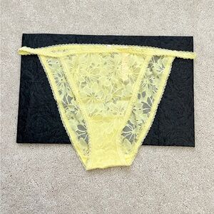 Victoria's Secret PINK Sexy Sheer Yellow Lace String High Leg Bikini Panties XL